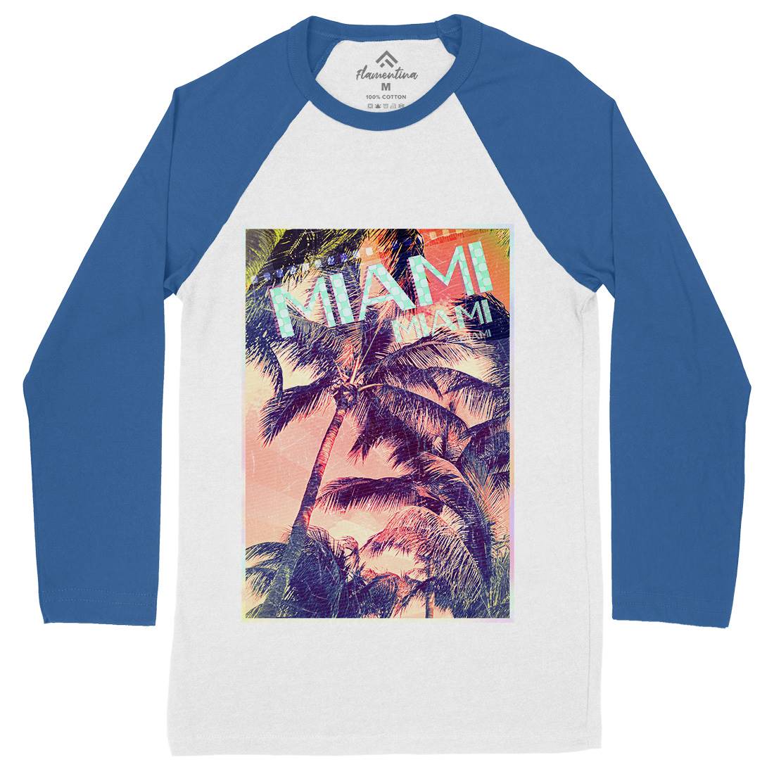 Miami Mens Long Sleeve Baseball T-Shirt Art A877