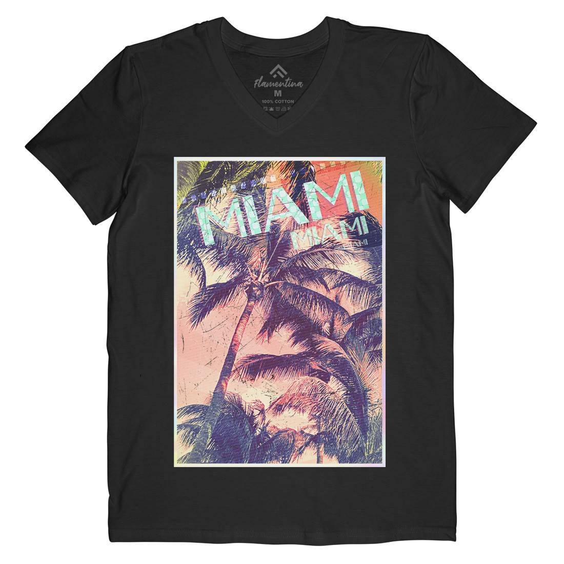 Miami Mens Organic V-Neck T-Shirt Art A877