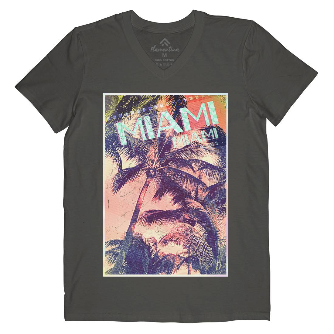 Miami Mens V-Neck T-Shirt Art A877
