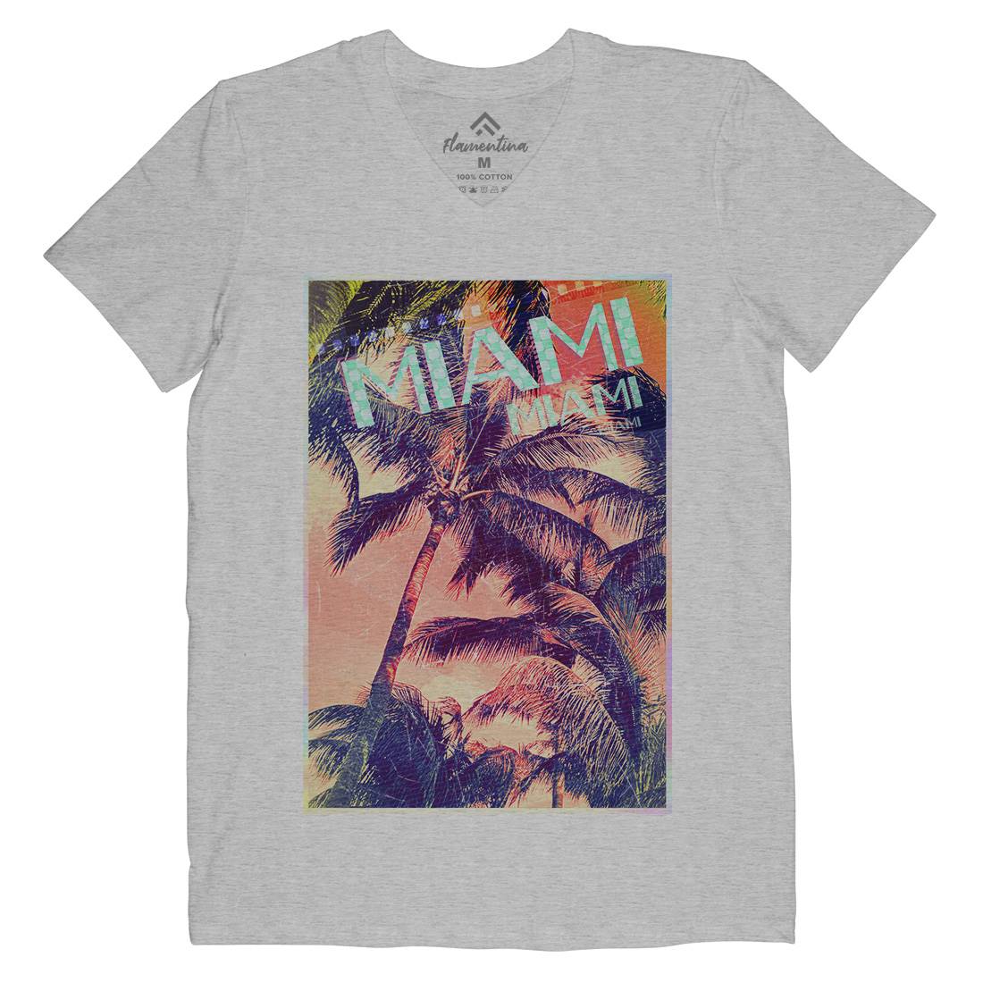 Miami Mens Organic V-Neck T-Shirt Art A877
