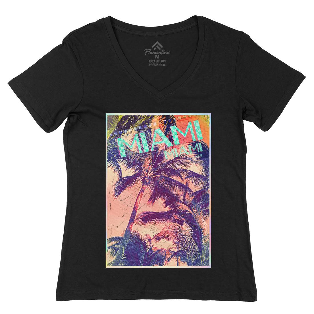 Miami Womens Organic V-Neck T-Shirt Art A877