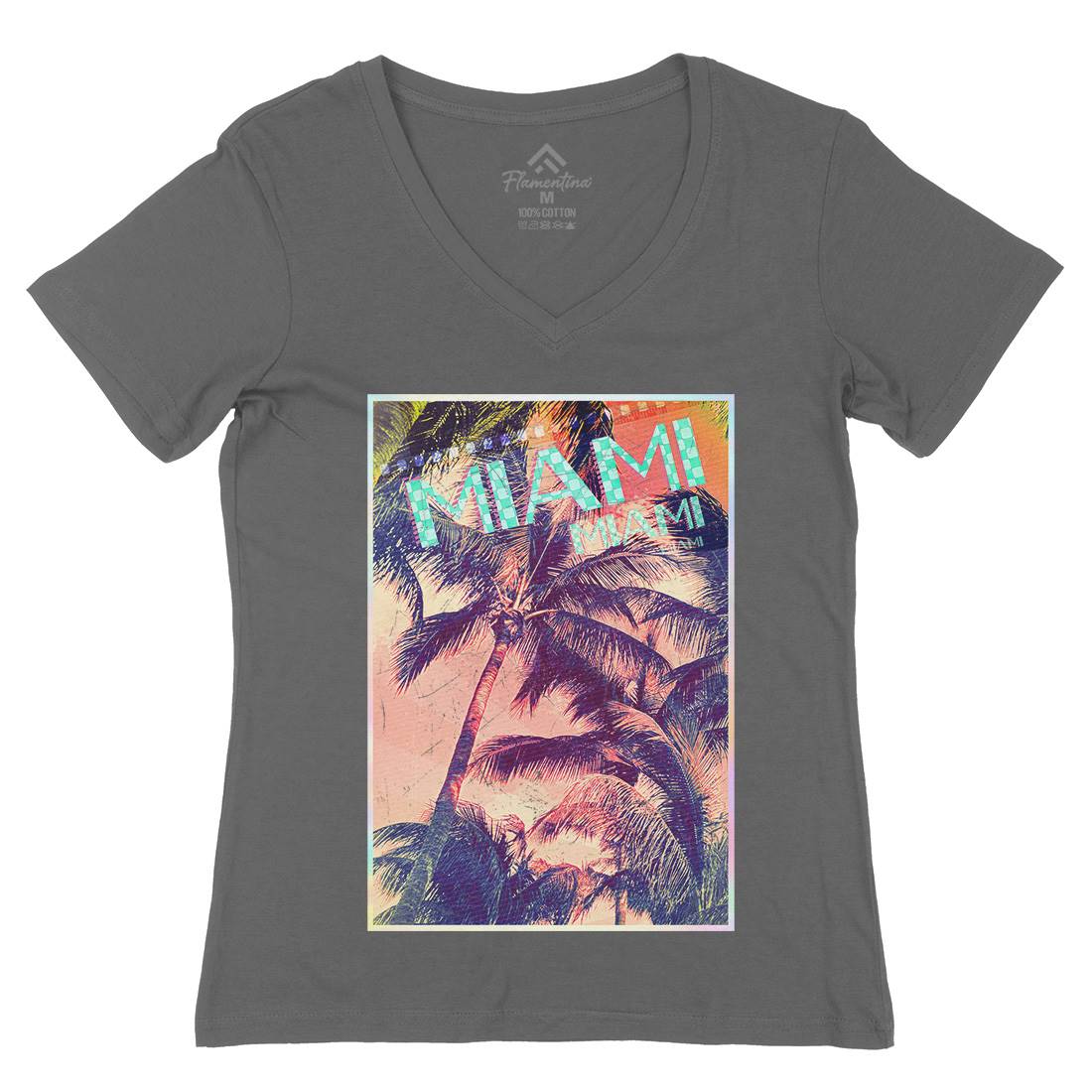 Miami Womens Organic V-Neck T-Shirt Art A877