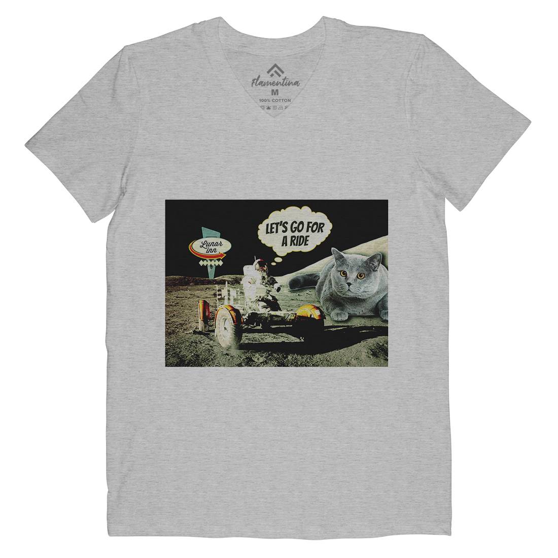 Moon Ride Mens Organic V-Neck T-Shirt Space A882