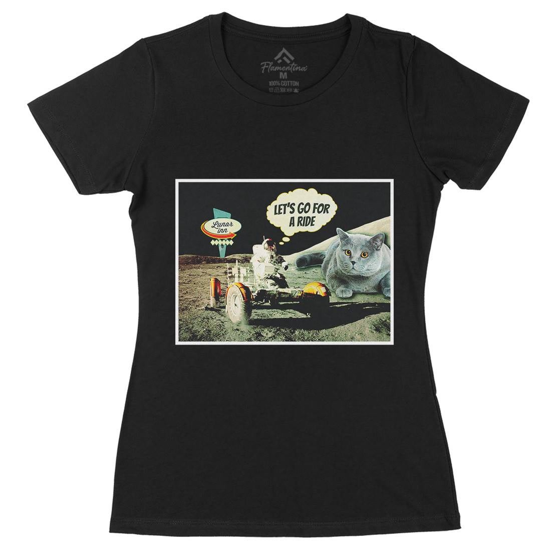 Moon Ride Womens Organic Crew Neck T-Shirt Space A882