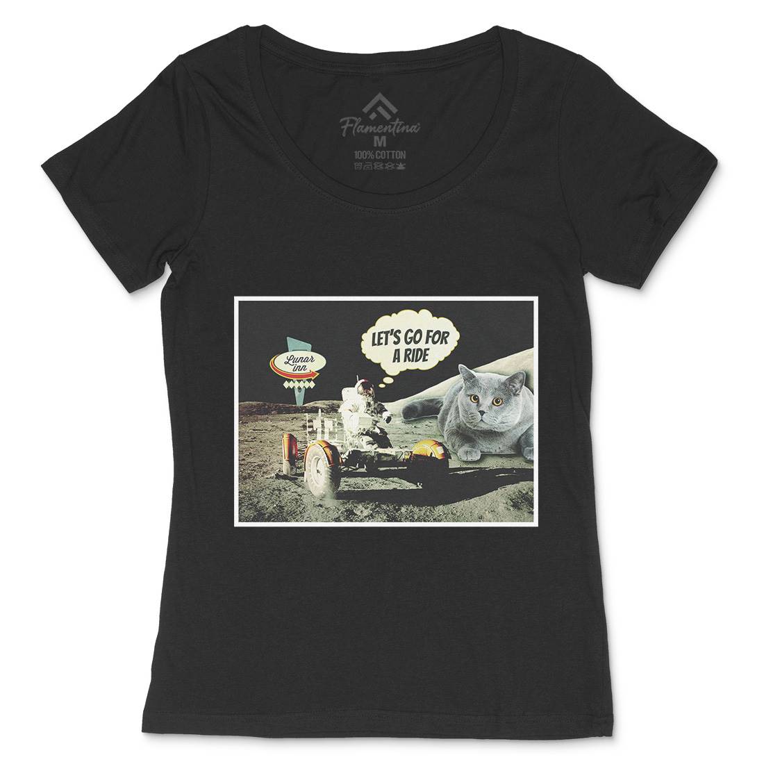 Moon Ride Womens Scoop Neck T-Shirt Space A882