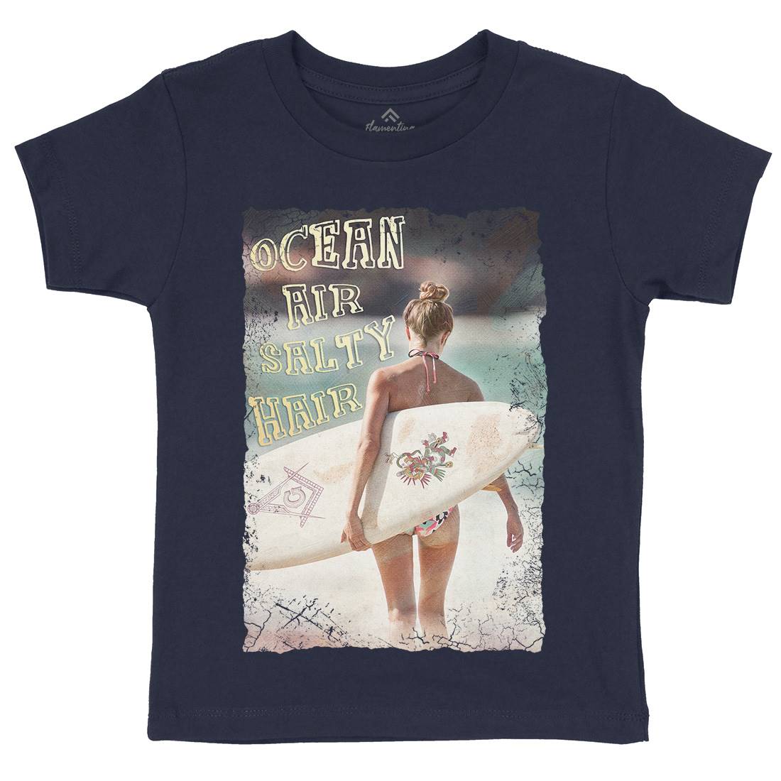 Ocean Air Salty Hair Kids Crew Neck T-Shirt Surf A889