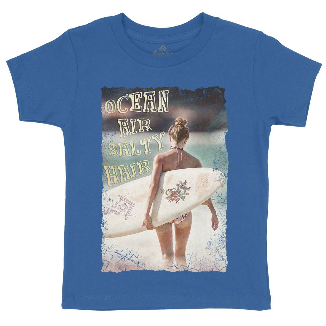 Ocean Air Salty Hair Kids Organic Crew Neck T-Shirt Surf A889