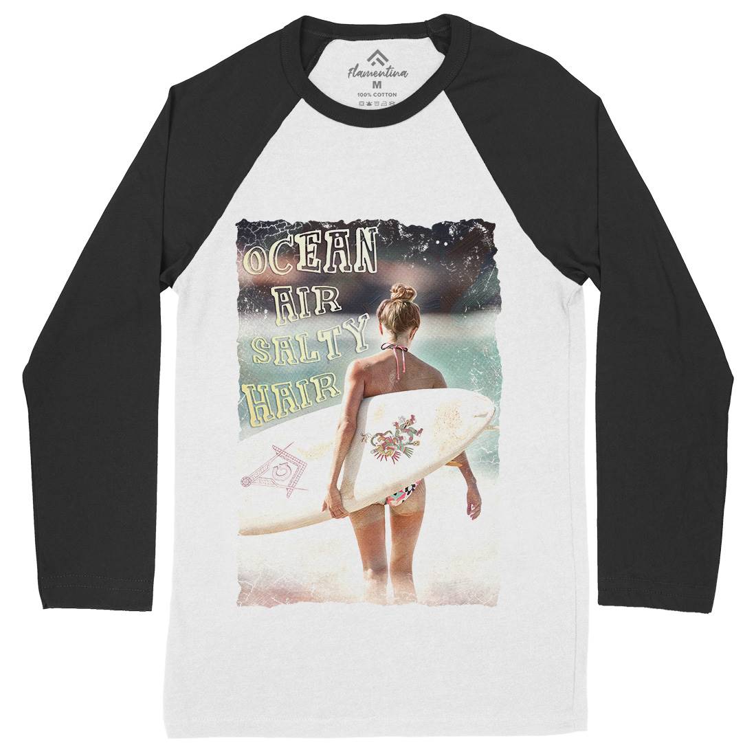 Ocean Air Salty Hair Mens Long Sleeve Baseball T-Shirt Surf A889