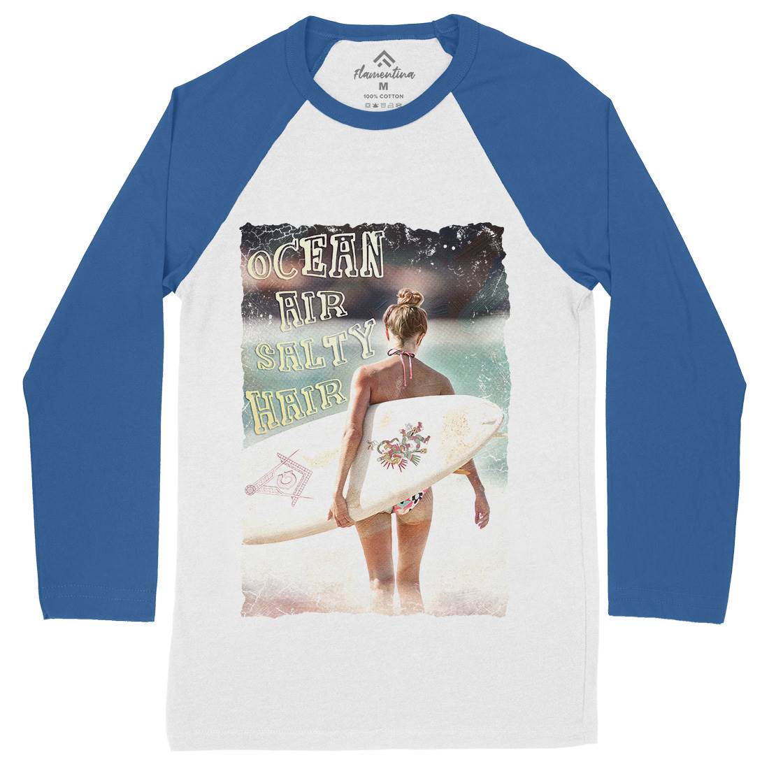 Ocean Air Salty Hair Mens Long Sleeve Baseball T-Shirt Surf A889