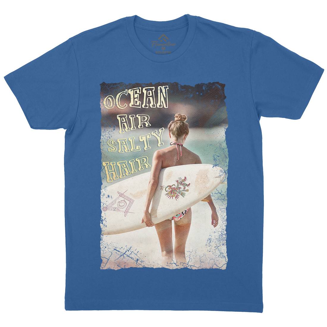 Ocean Air Salty Hair Mens Organic Crew Neck T-Shirt Surf A889