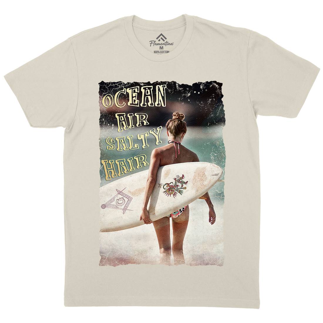 Ocean Air Salty Hair Mens Organic Crew Neck T-Shirt Surf A889