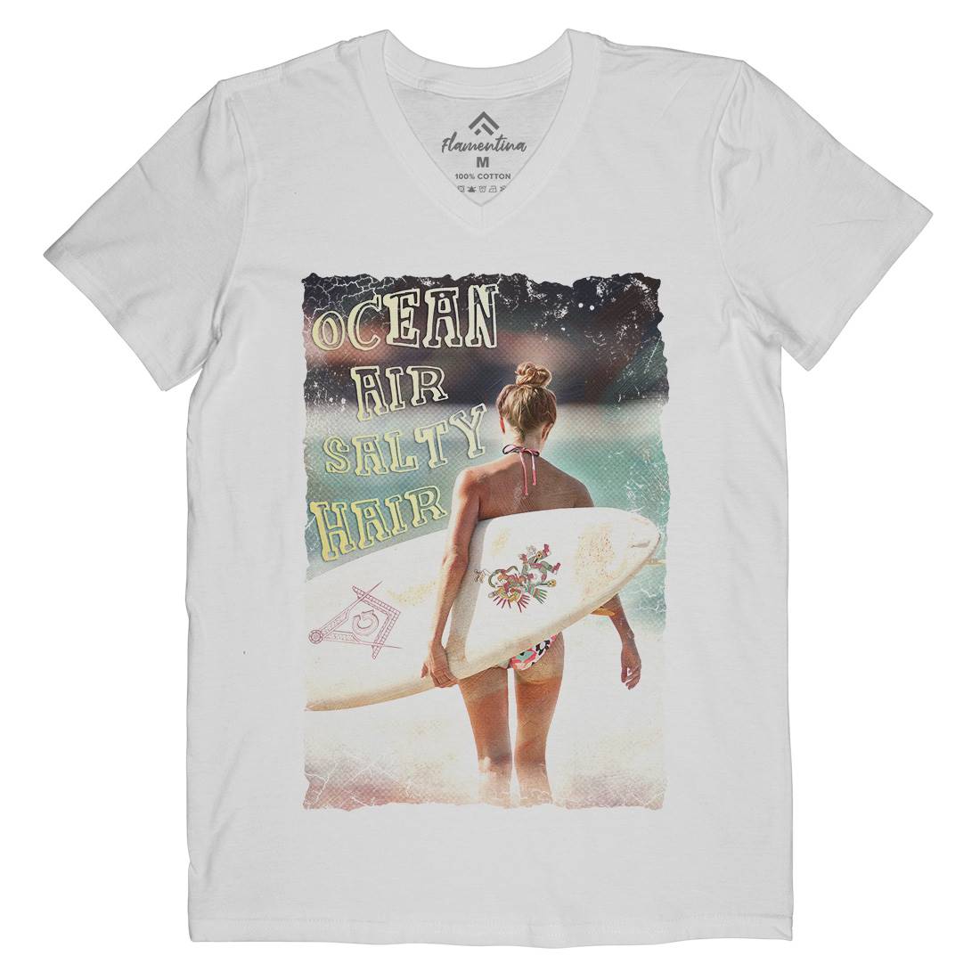 Ocean Air Salty Hair Mens V-Neck T-Shirt Surf A889