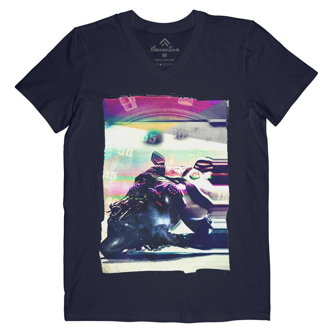 On Time Mens Organic V-Neck T-Shirt Motorcycles A891