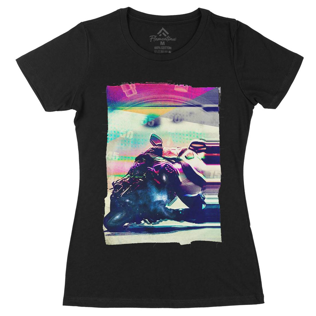 On Time Womens Organic Crew Neck T-Shirt Motorcycles A891