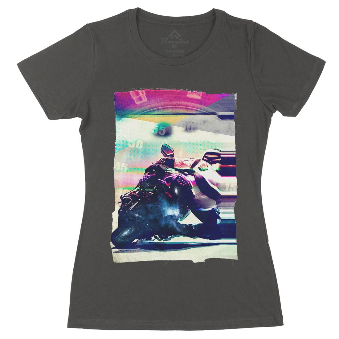 On Time Womens Organic Crew Neck T-Shirt Motorcycles A891