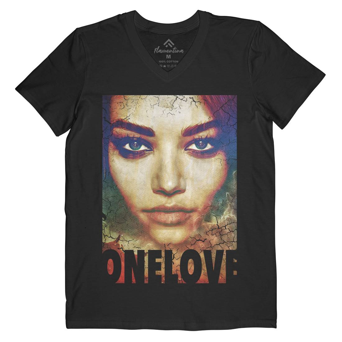 One Love Mens V-Neck T-Shirt Illuminati A892