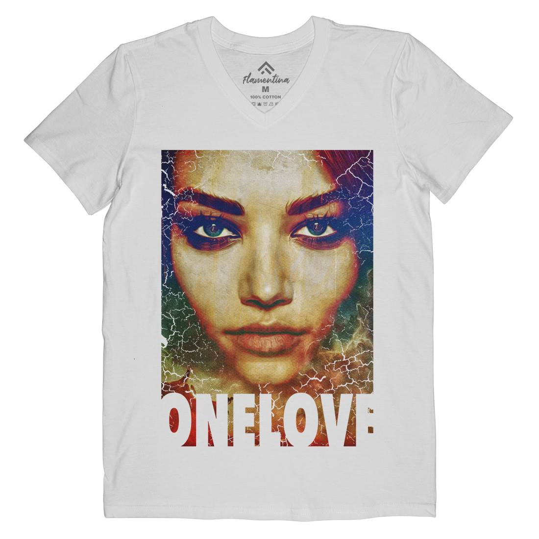 One Love Mens V-Neck T-Shirt Illuminati A892