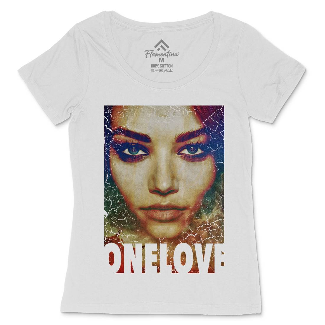 One Love Womens Scoop Neck T-Shirt Illuminati A892