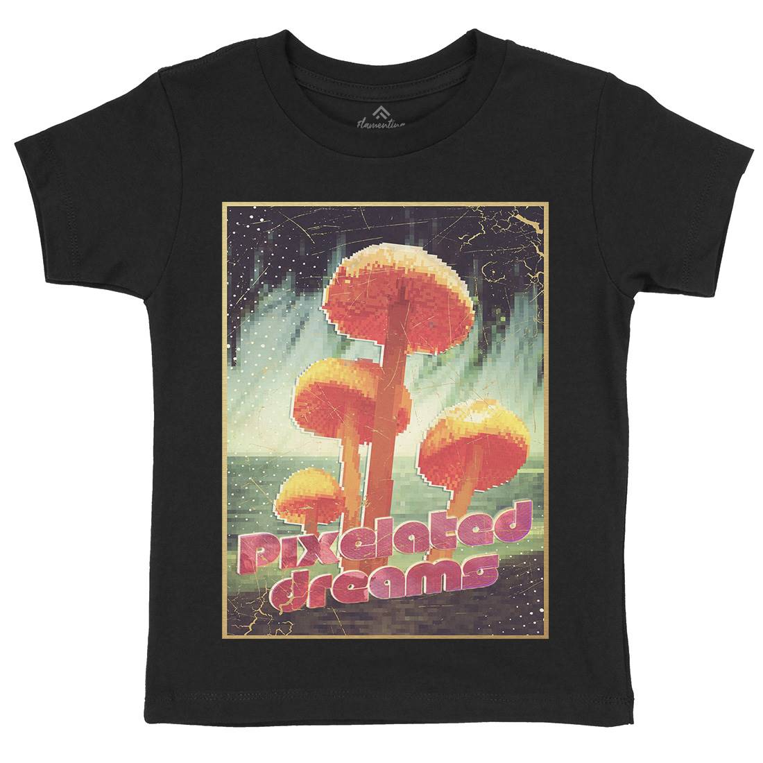 Pixelated Dreams Kids Organic Crew Neck T-Shirt Drugs A893