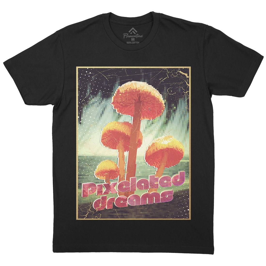 Pixelated Dreams Mens Organic Crew Neck T-Shirt Drugs A893