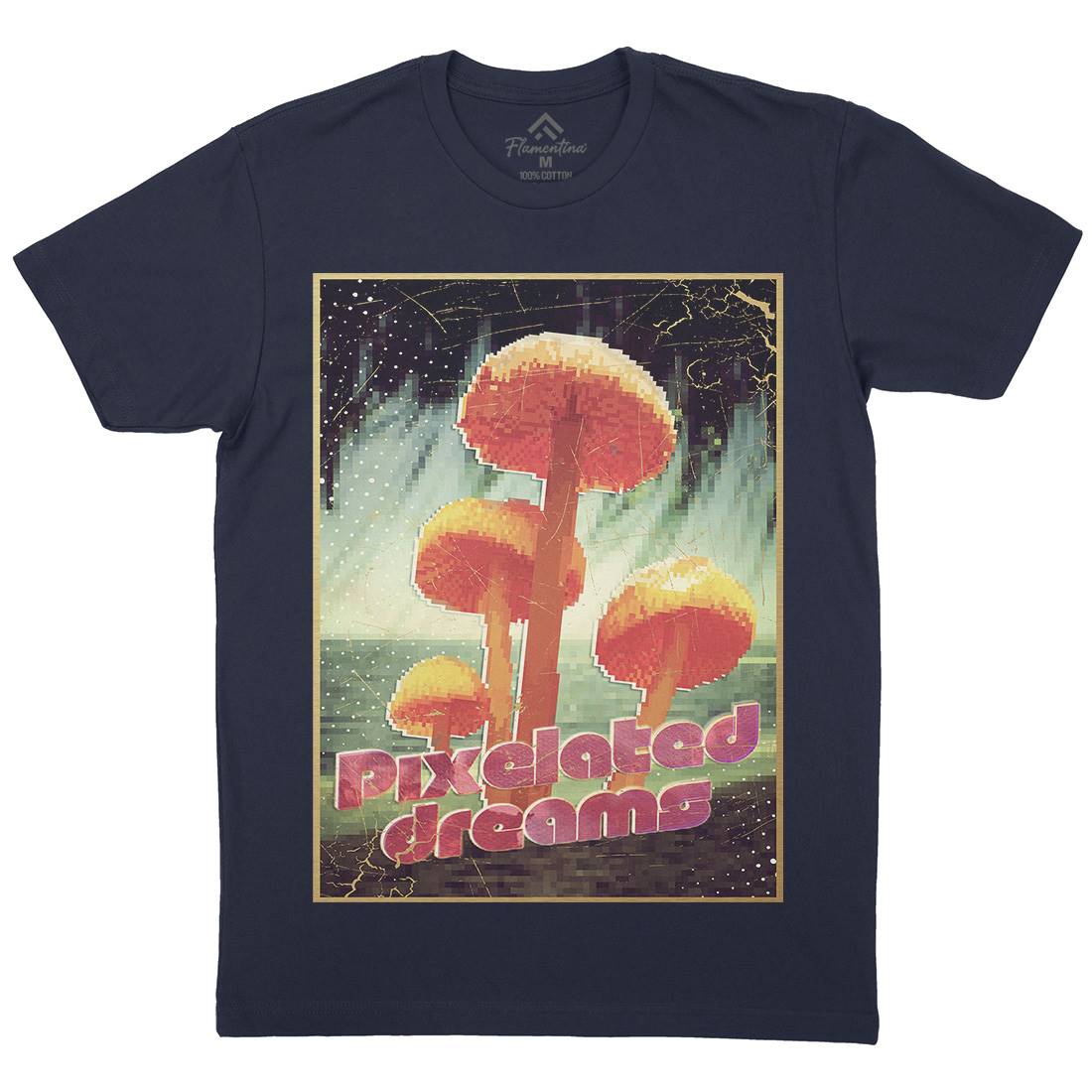 Pixelated Dreams Mens Organic Crew Neck T-Shirt Drugs A893