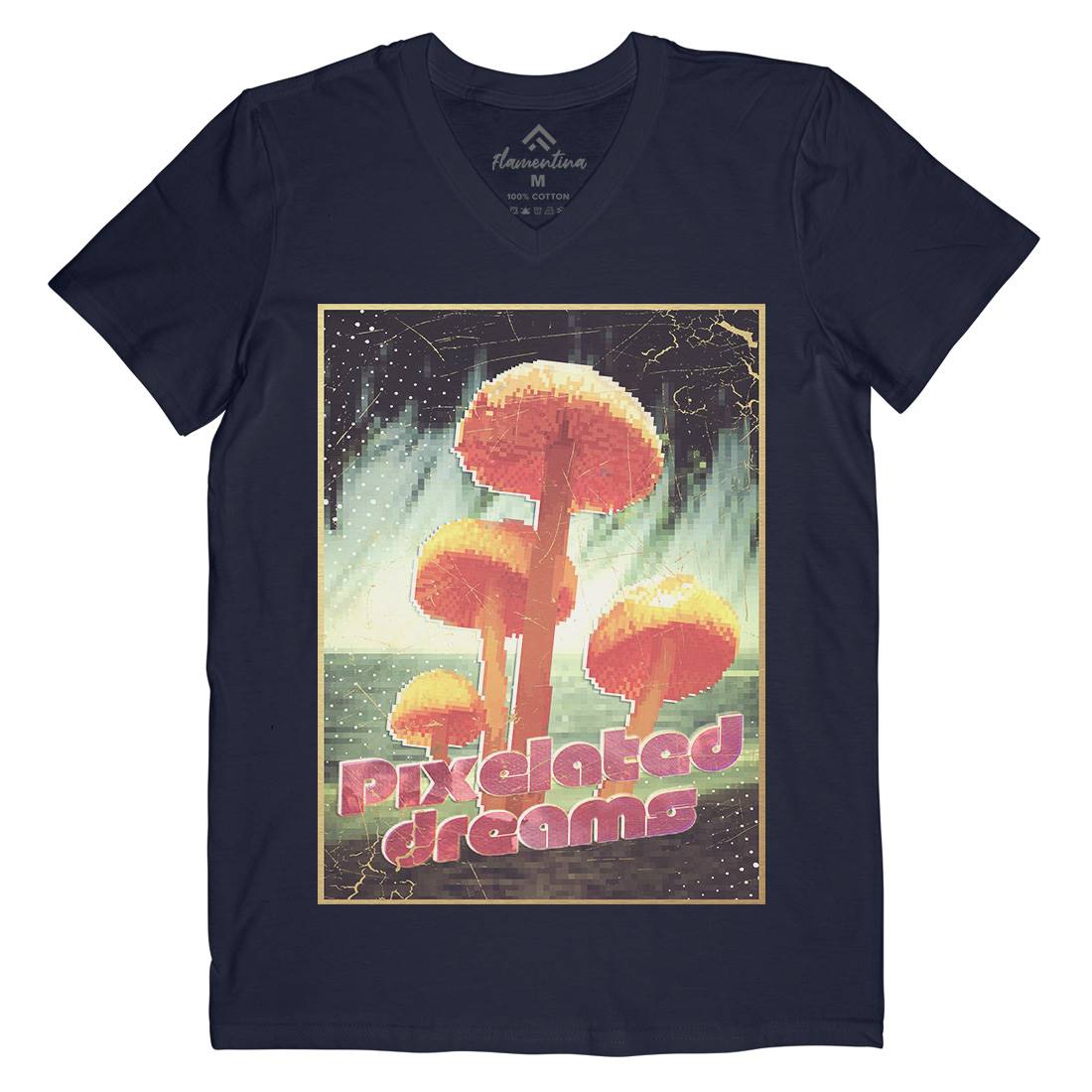Pixelated Dreams Mens Organic V-Neck T-Shirt Drugs A893