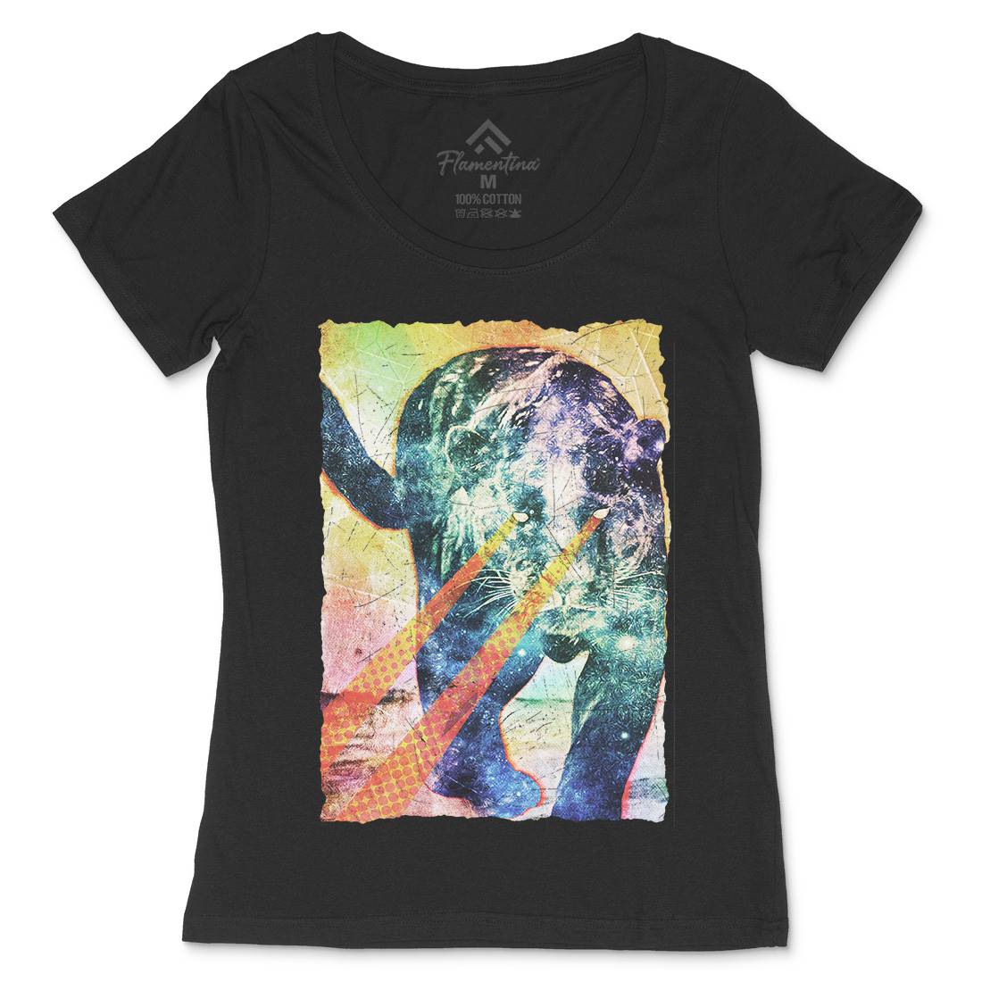 Psycat Tiger Womens Scoop Neck T-Shirt Space A896