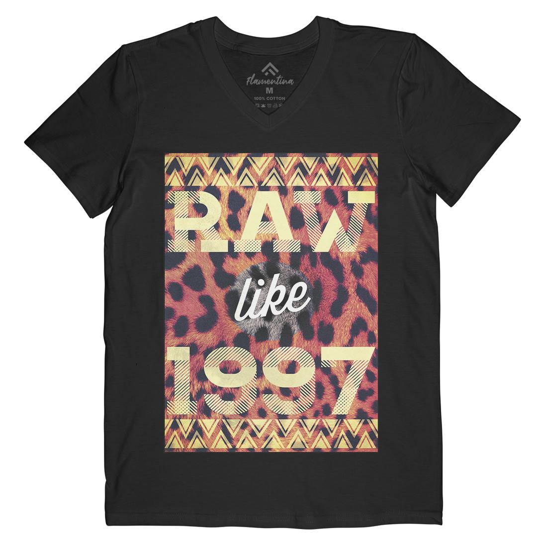 Raw Like &#39;97 Mens Organic V-Neck T-Shirt Retro A897