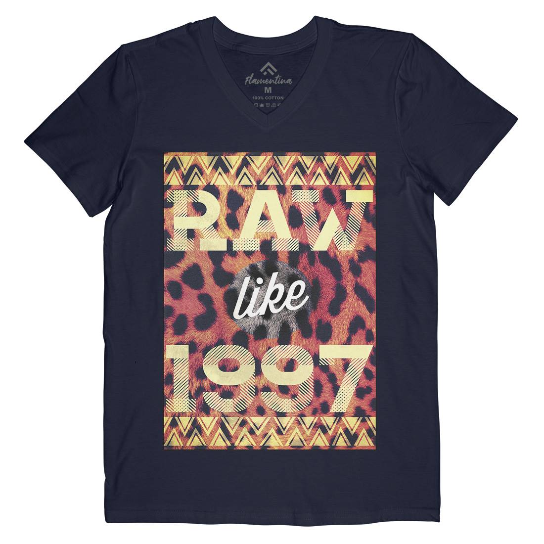 Raw Like &#39;97 Mens V-Neck T-Shirt Retro A897