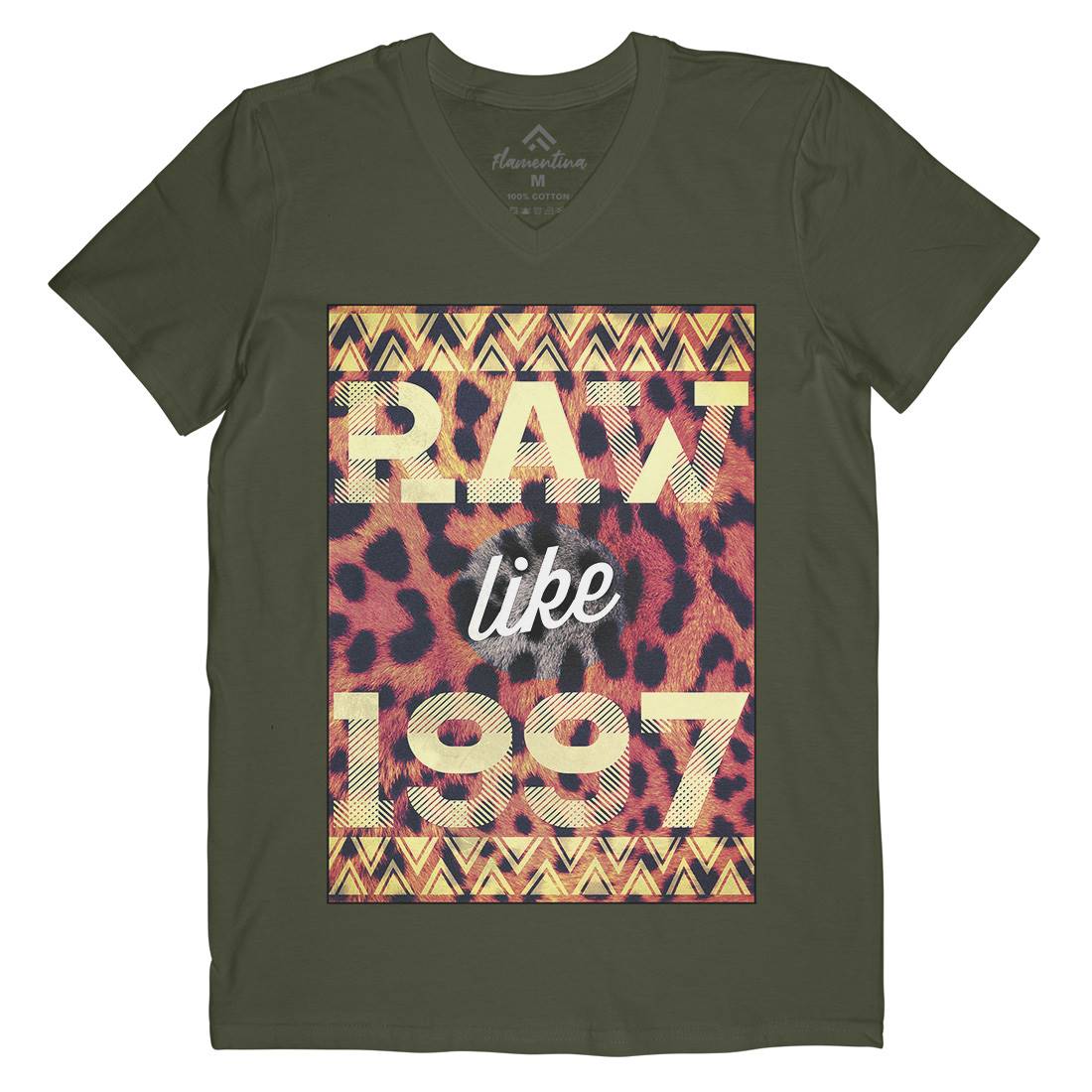 Raw Like &#39;97 Mens Organic V-Neck T-Shirt Retro A897