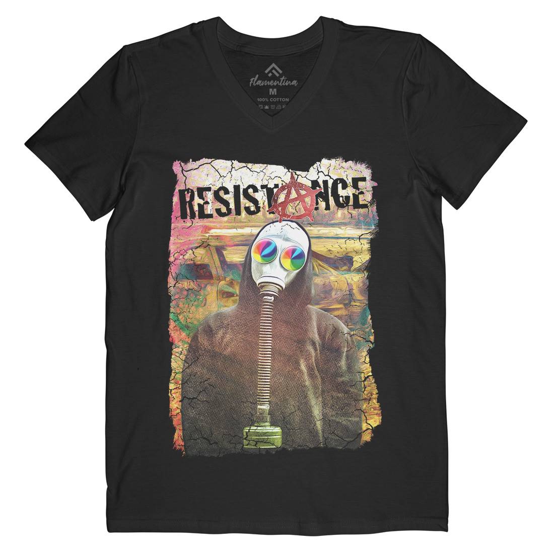 Resistance Mens Organic V-Neck T-Shirt Illuminati A898