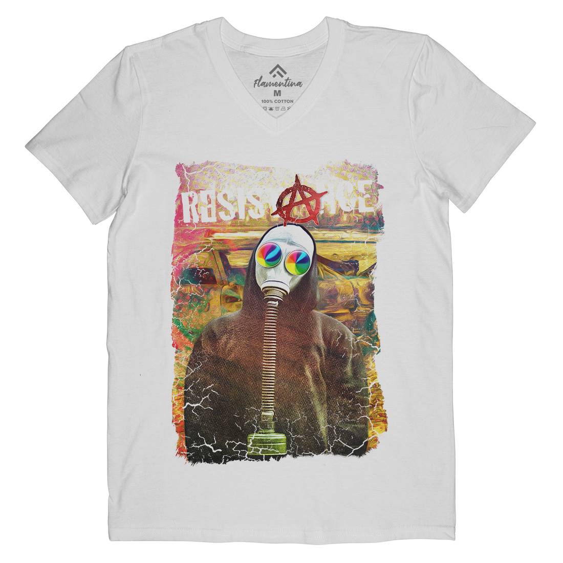 Resistance Mens Organic V-Neck T-Shirt Illuminati A898