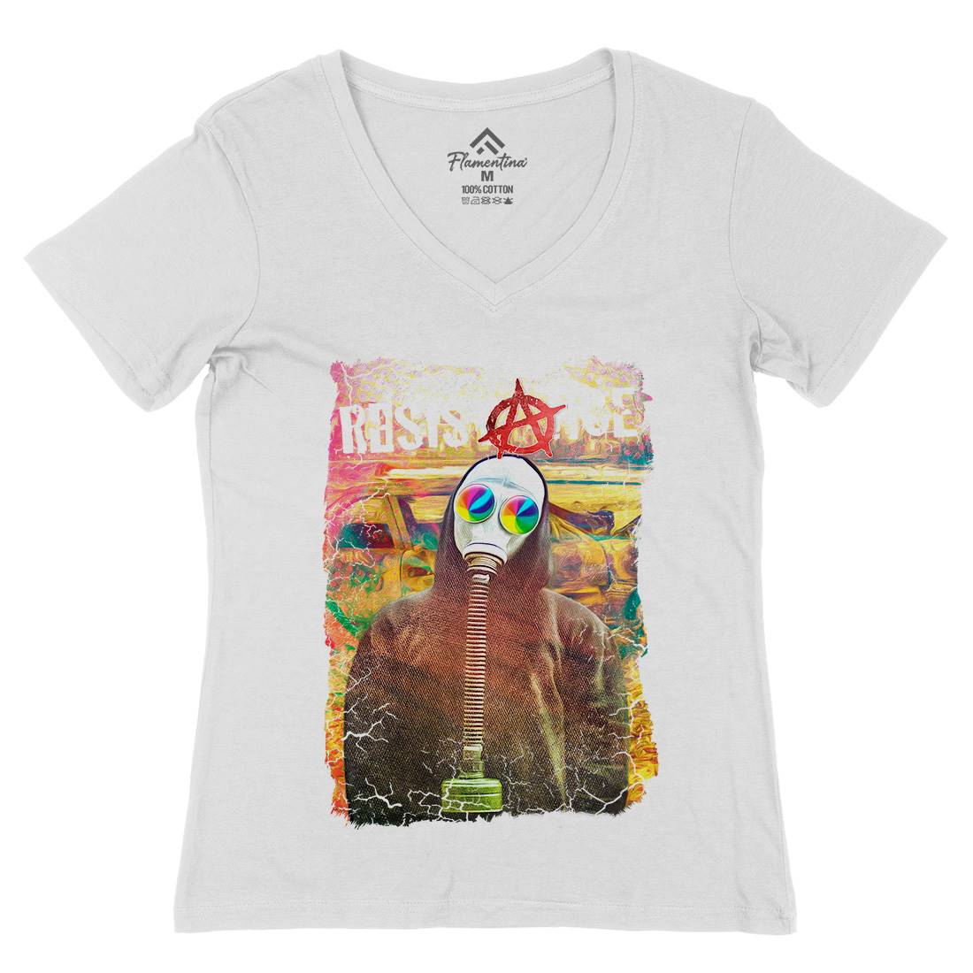 Resistance Womens Organic V-Neck T-Shirt Illuminati A898