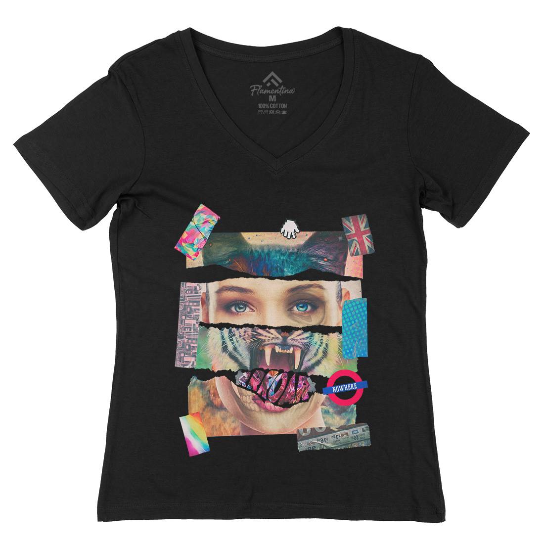Roar Tiger Womens Organic V-Neck T-Shirt Art A899