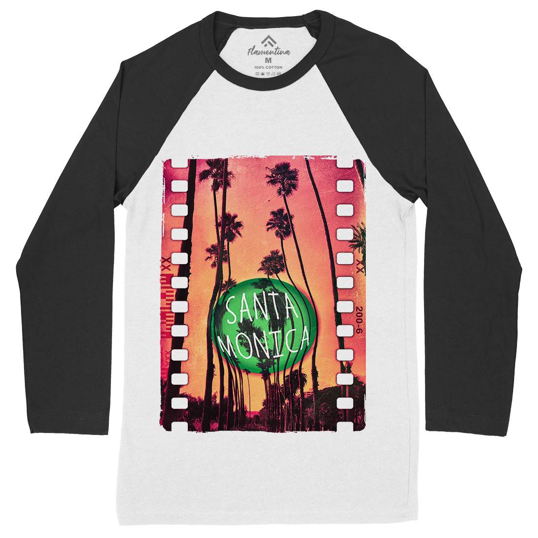Santa Monica Mens Long Sleeve Baseball T-Shirt Art A901