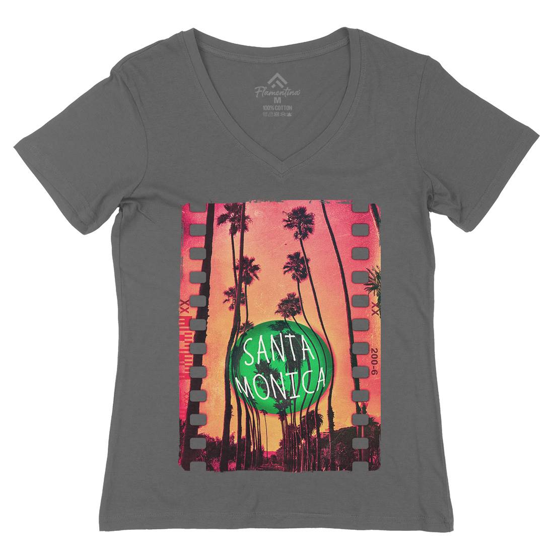 Santa Monica Womens Organic V-Neck T-Shirt Art A901