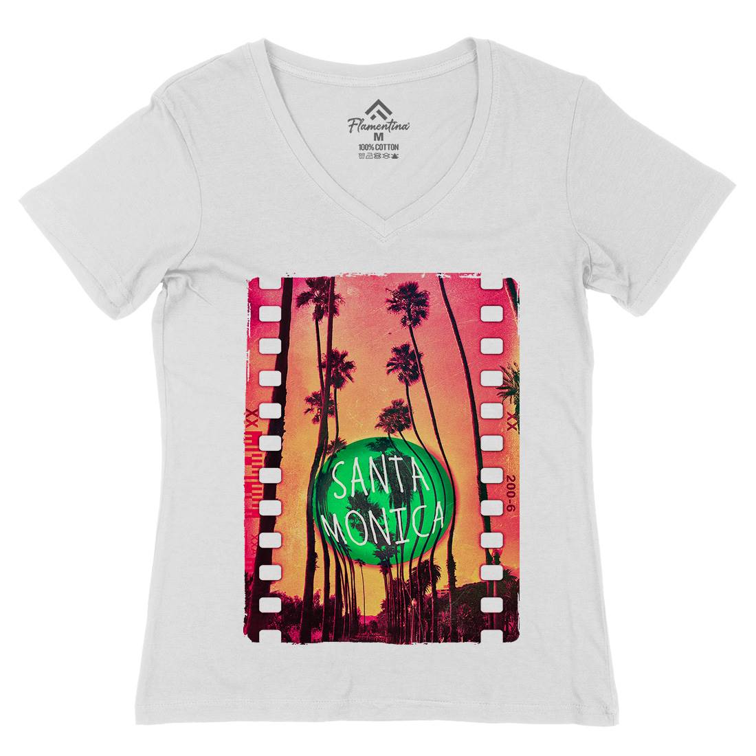 Santa Monica Womens Organic V-Neck T-Shirt Art A901