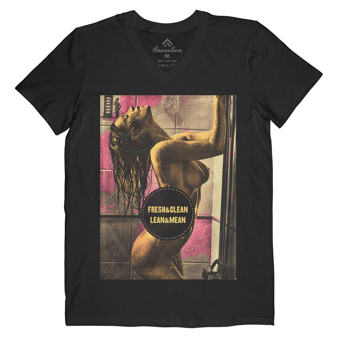 Shower Girl Mens Organic V-Neck T-Shirt Art A908