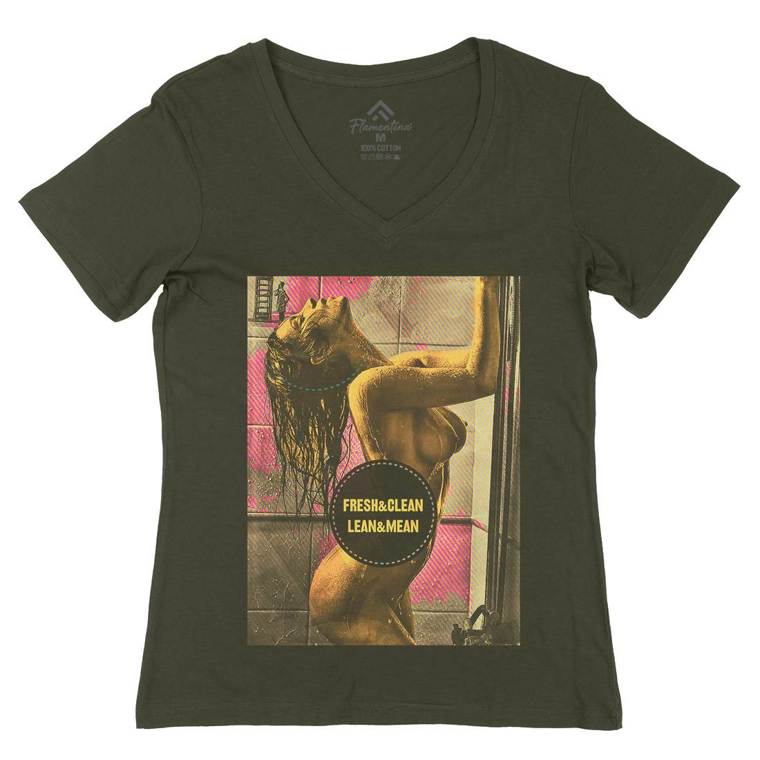 Shower Girl Womens Organic V-Neck T-Shirt Art A908