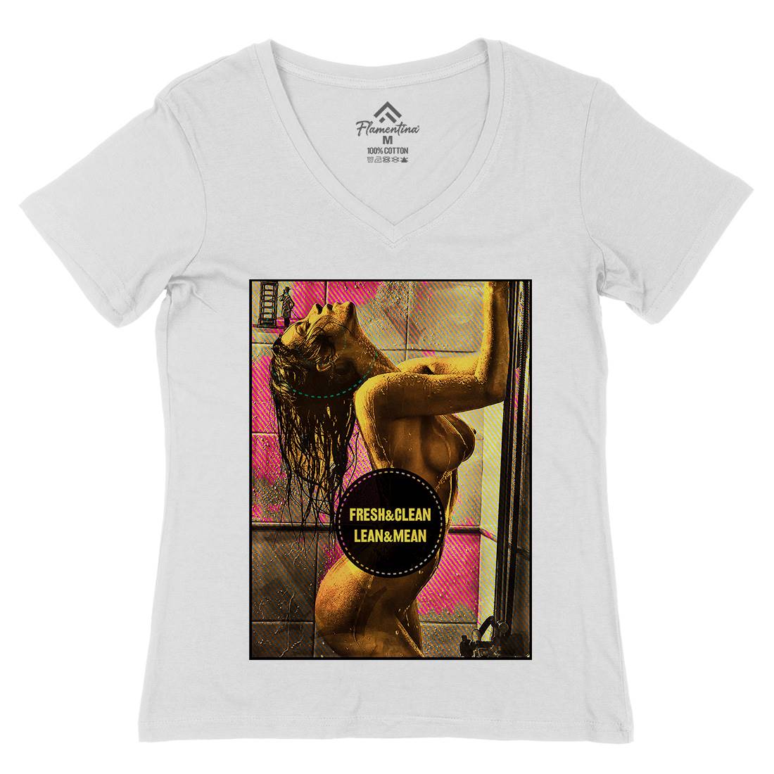 Shower Girl Womens Organic V-Neck T-Shirt Art A908
