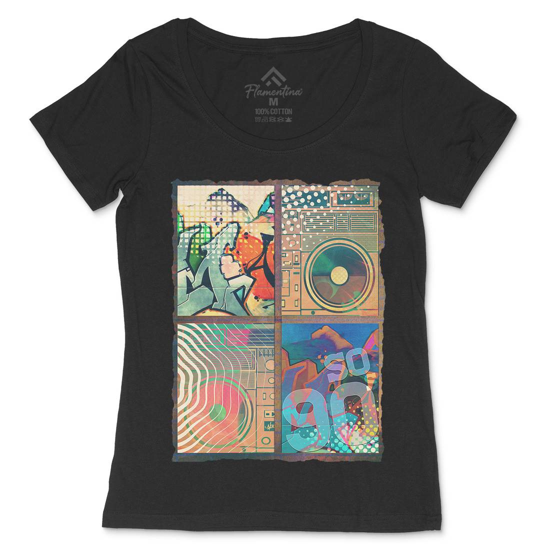 So 90&#39;s Womens Scoop Neck T-Shirt Music A910