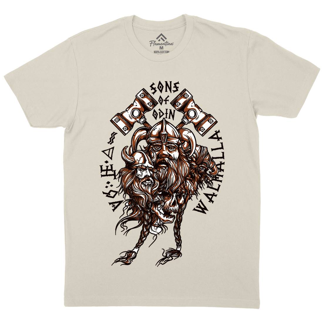 Sons Of Odin Mens Organic Crew Neck T-Shirt Warriors A911