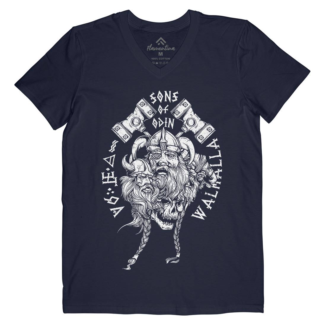 Sons Of Odin Mens Organic V-Neck T-Shirt Warriors A911