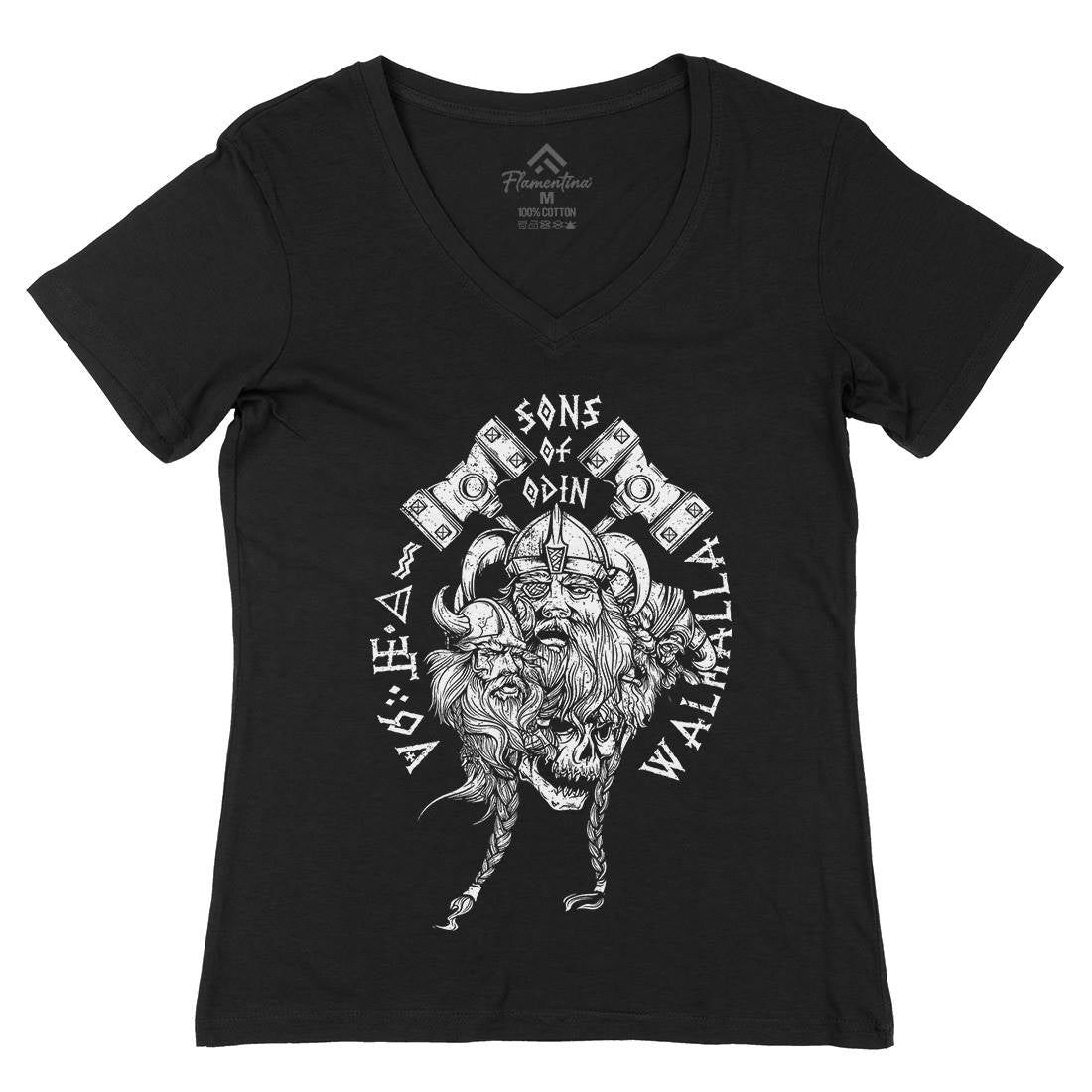Sons Of Odin Womens Organic V-Neck T-Shirt Warriors A911