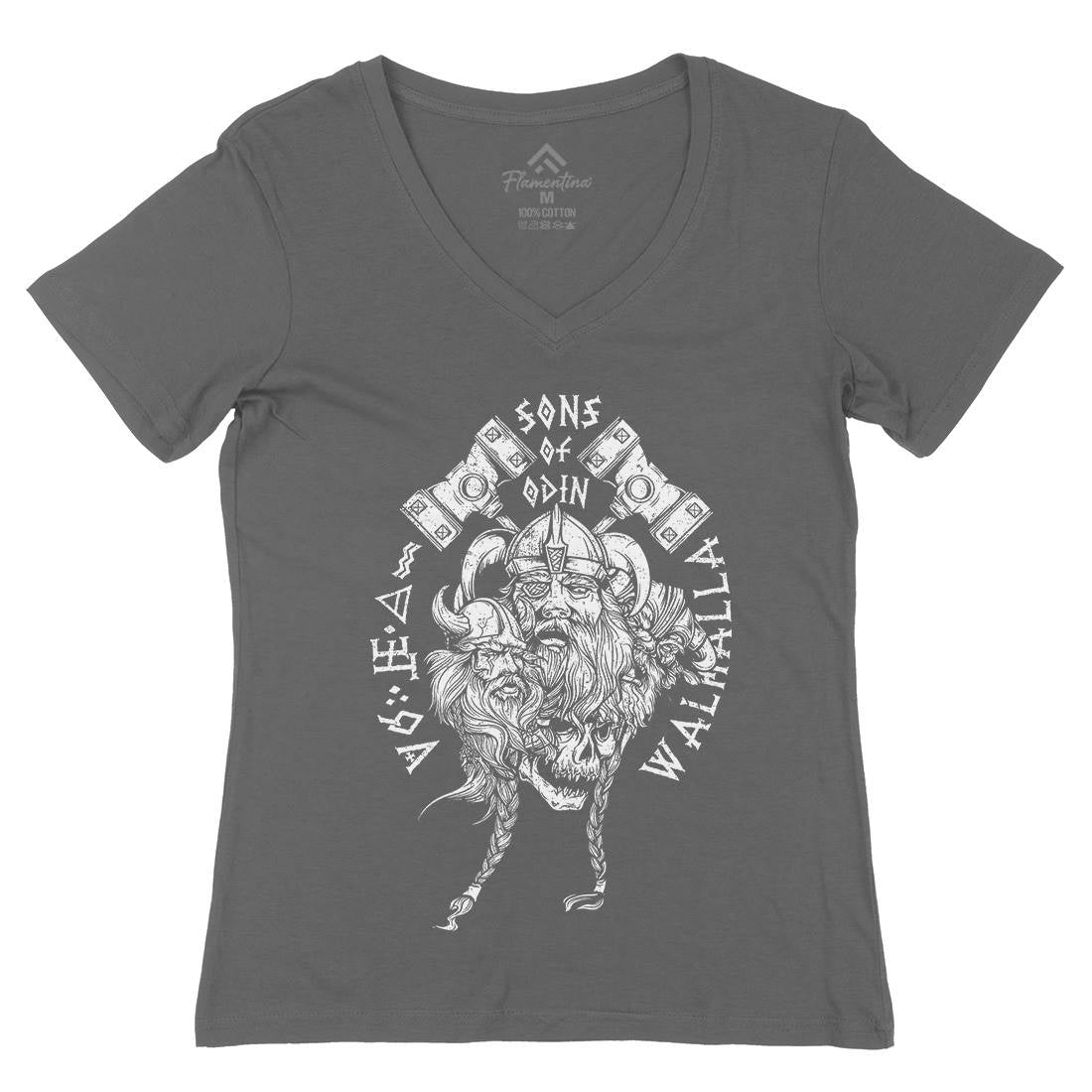 Sons Of Odin Womens Organic V-Neck T-Shirt Warriors A911
