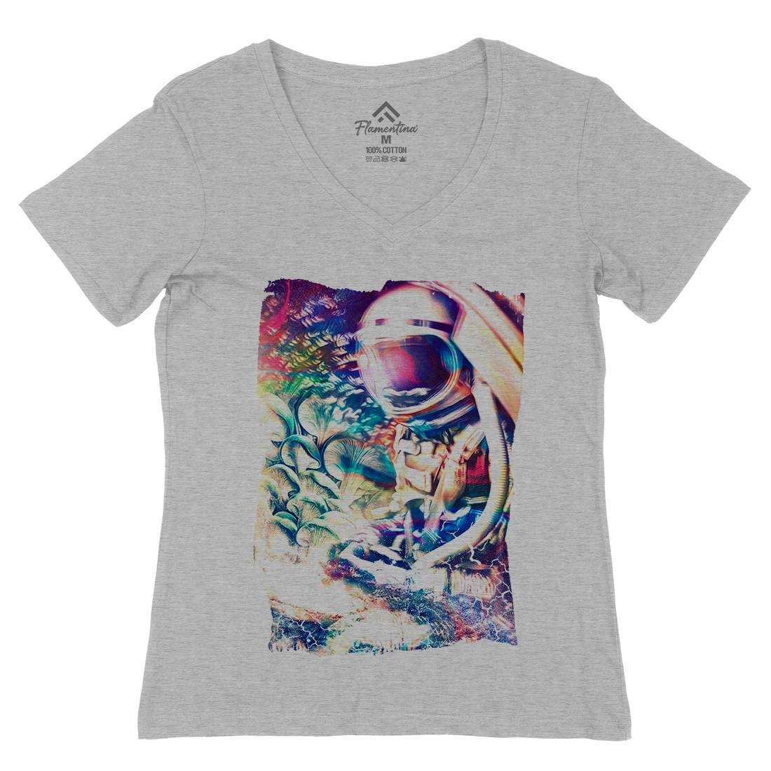 Space Trippin Womens Organic V-Neck T-Shirt Drugs A912