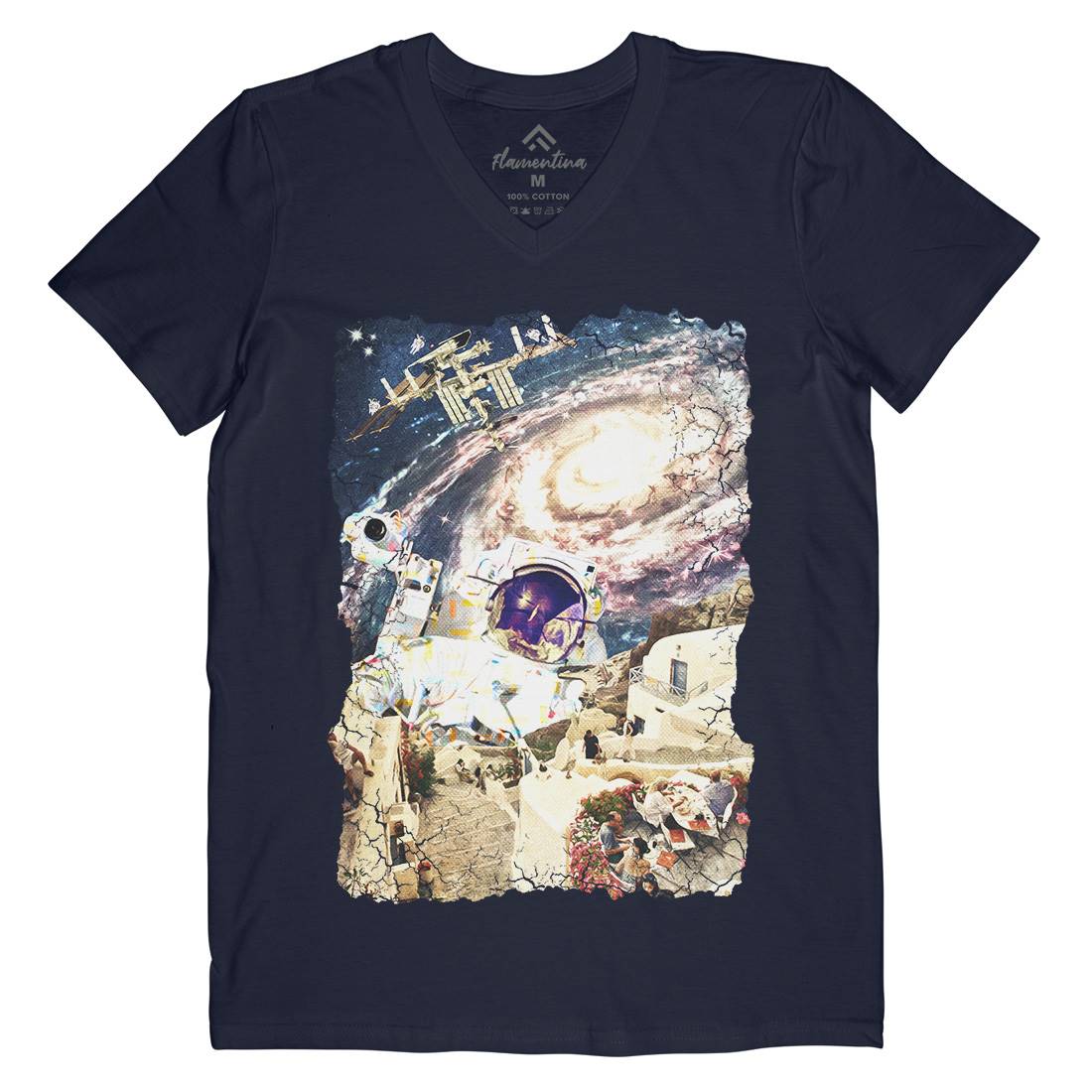 Stepped Out Mens Organic V-Neck T-Shirt Space A914