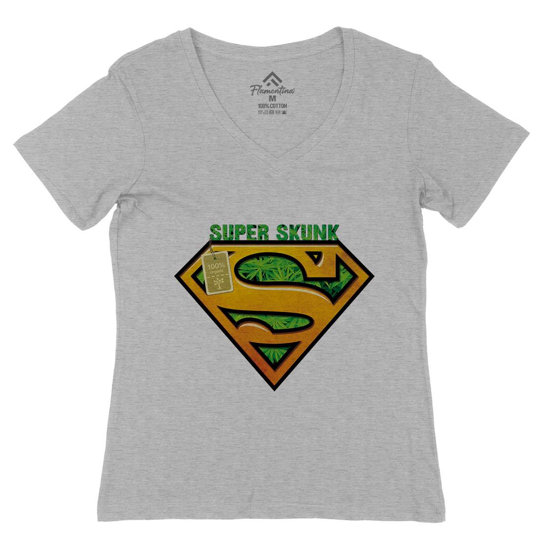Super Organic Hero Womens Organic V-Neck T-Shirt Drugs A916