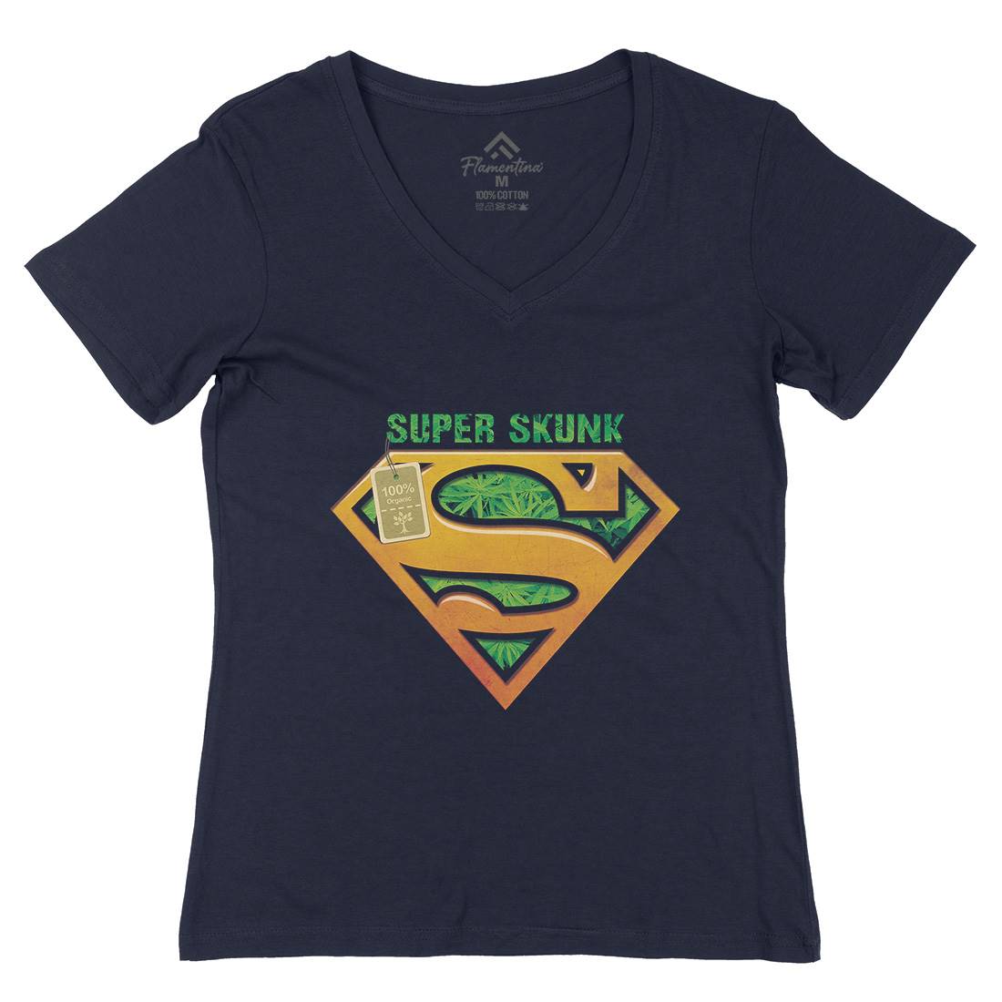 Super Organic Hero Womens Organic V-Neck T-Shirt Drugs A916