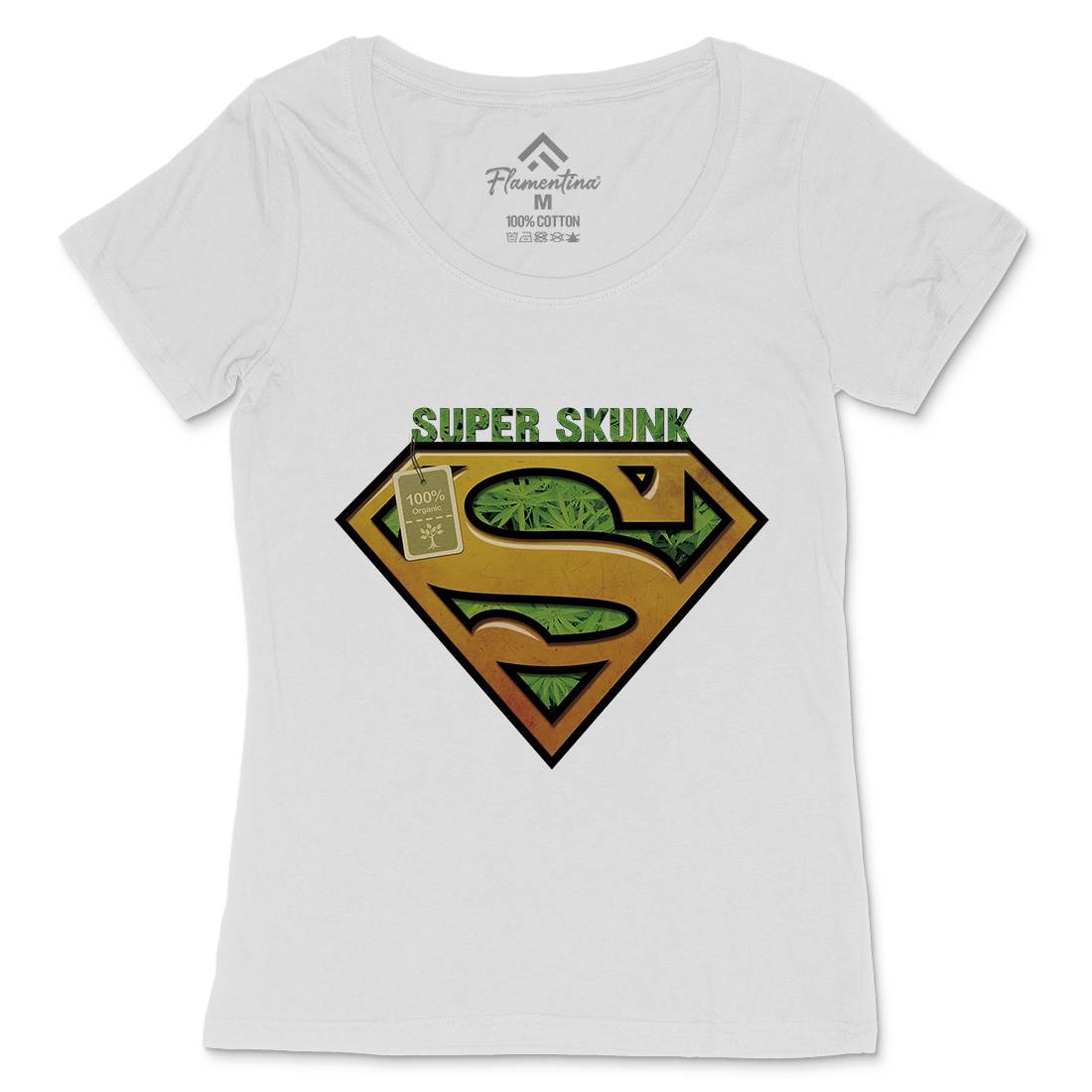 Super Organic Hero Womens Scoop Neck T-Shirt Drugs A916
